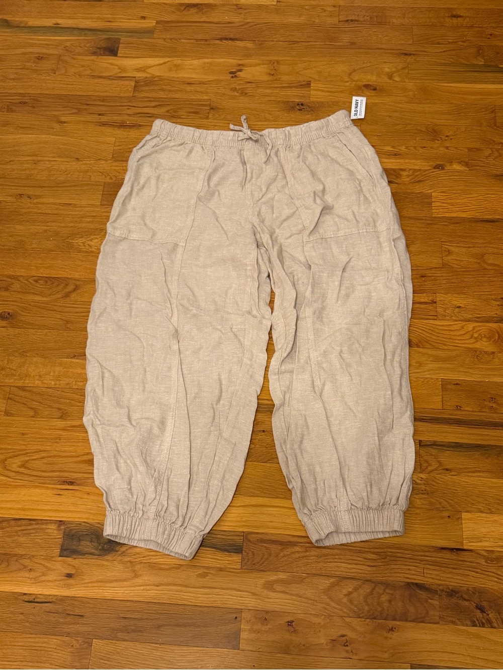 NWT Old Navy Women's Light Beige Drawstring “Balloon” Linen Pants